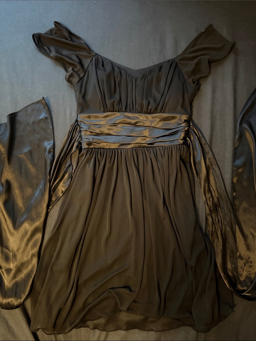Elegant Black Women's Off-Shoulder Dress with Satin Waistband